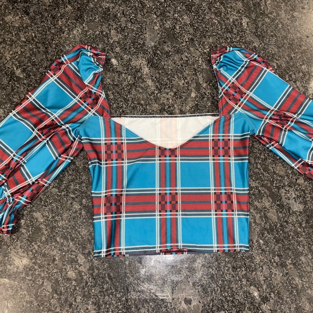 BlackMilk Unreleased Rare Sample Crop top ruffle 3/4 sleeve size XS